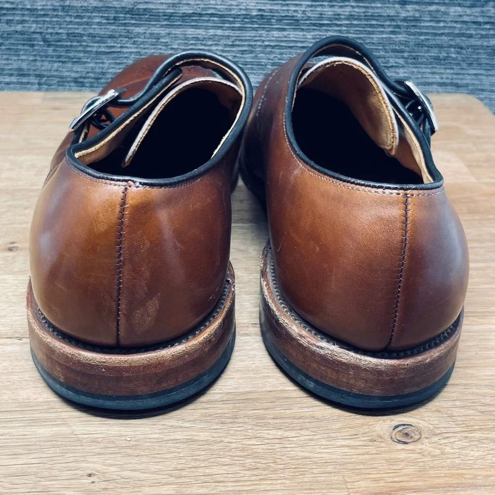 Allen Edmonds Holt Monk Strap Shoes Men 10.5 D Brown Leather Medallion Toe 2142